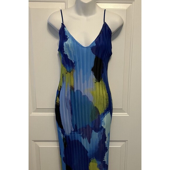 NWT Pretty Little Thing Size 8 Royal Blue Strappy Maxi Bodycon Art To Wear Dress - Picture 1 of 6